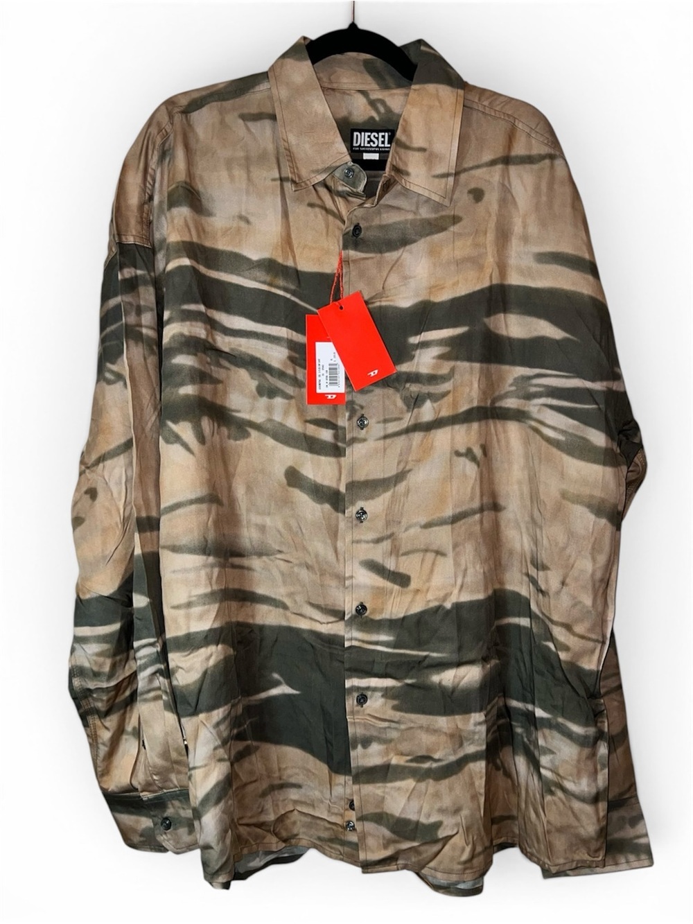 Diesel S-Fluid-CMF Oversized Lyocell Shirt XL Abstract Camo Print NWT - Picture 5 of 13